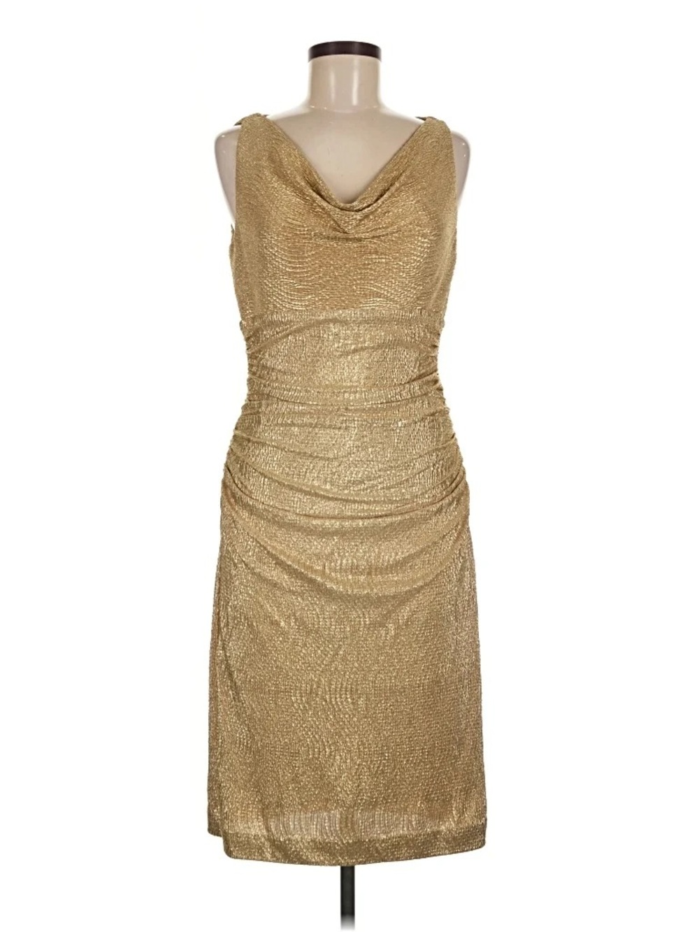 Vintage Ralph Lauren Cowl Gold Midi Dress